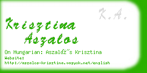 krisztina aszalos business card